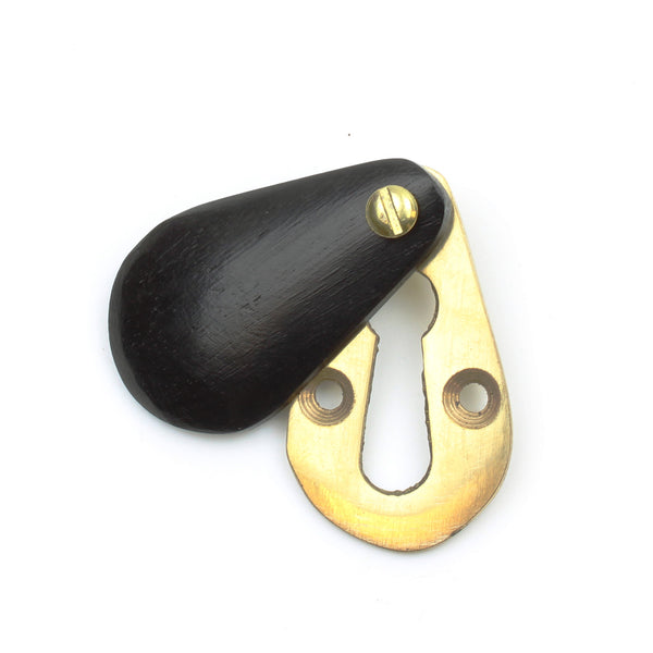 Peardrop Design Escutcheon with Cover in Ebony and Brass