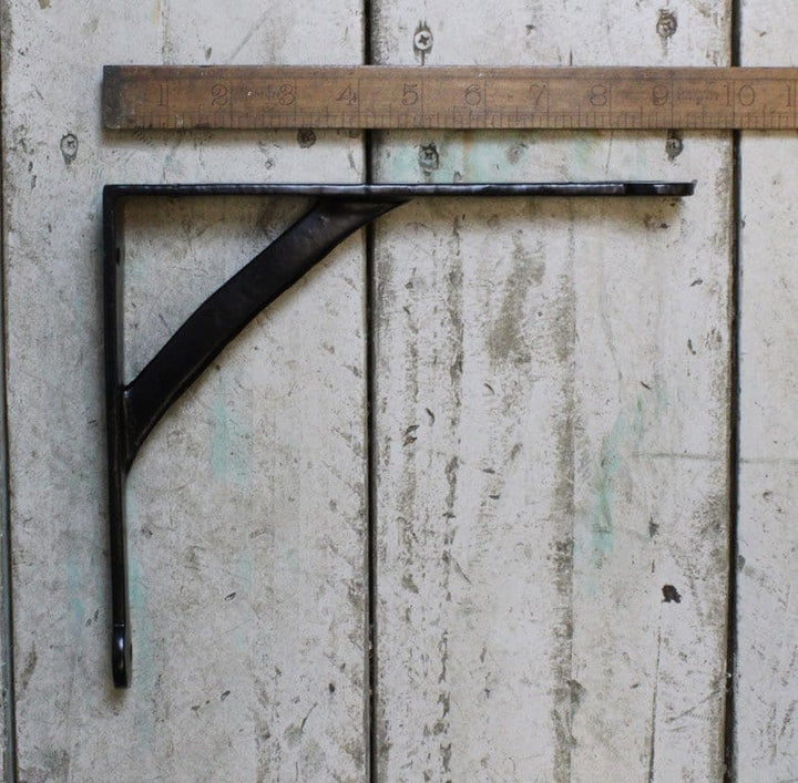 Pair of Cast Iron Penny End Gallows Shelf Brackets in an Epoxy Black Finish - 200mm x 225mm