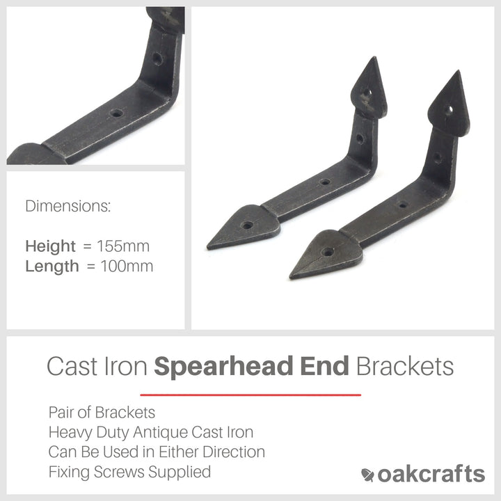 Pair of Spearhead End Shelf Brackets Antique Cast Iron
