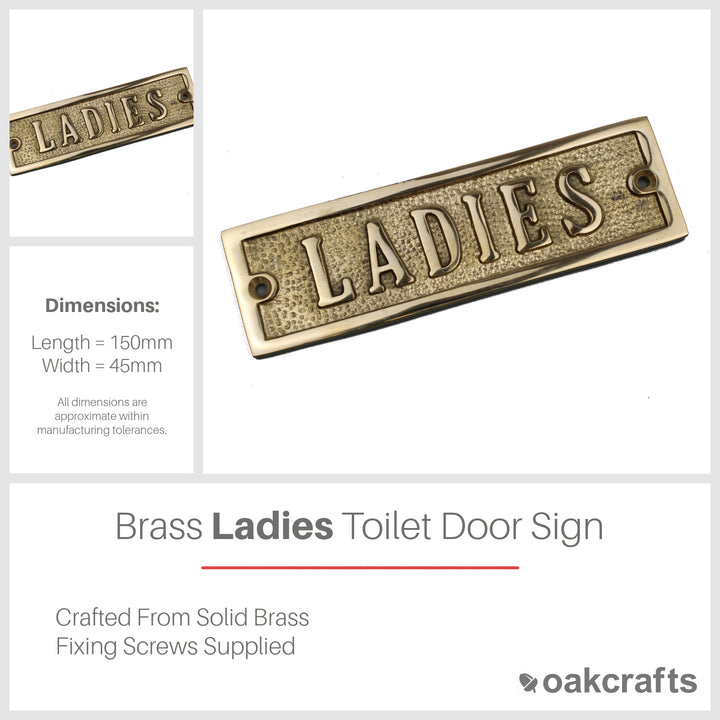 Solid Brass Ladies Door Sign