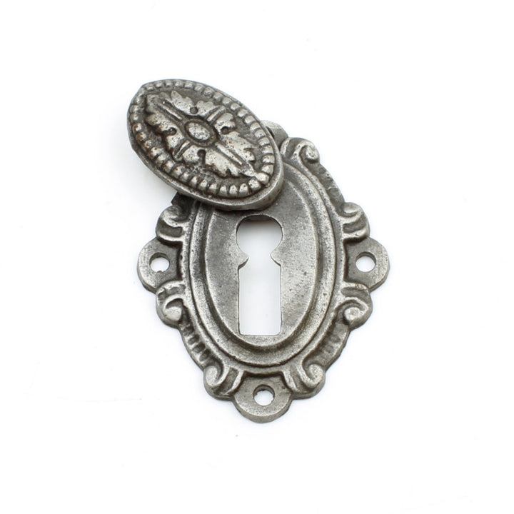 Antique Cast Iron Edwardian Style Escutcheon with Cover 