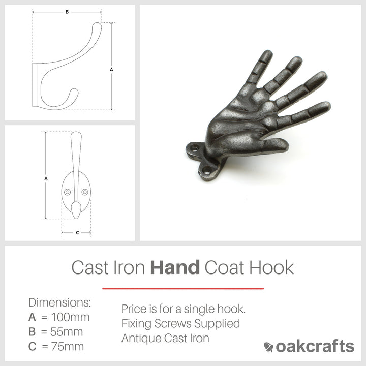 Antique Cast Iron Hand Coat Hook