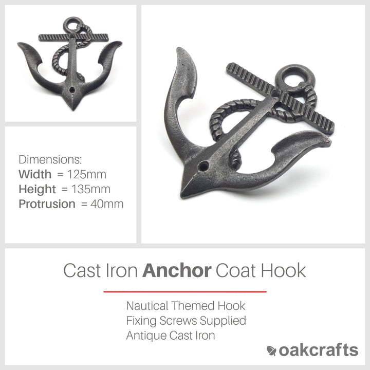 Anchor Design Double Coat Hook - 135mm High