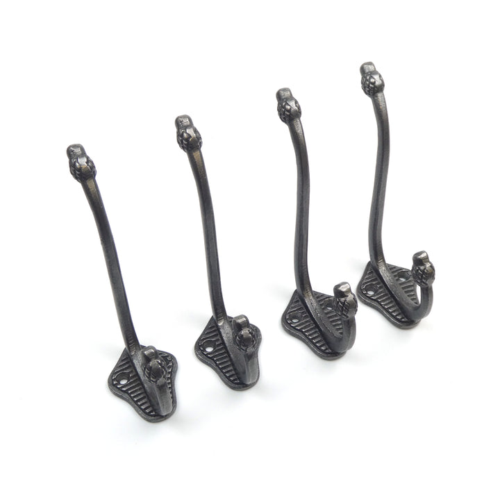 Hat and Coat Hook Pineapple Tipped Cast Antique Iron 115mm - Pack of 4