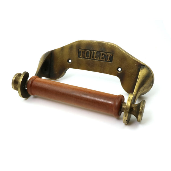 Victorian Style Toilet Roll Holder Antique Cast Iron (Brass Effect)