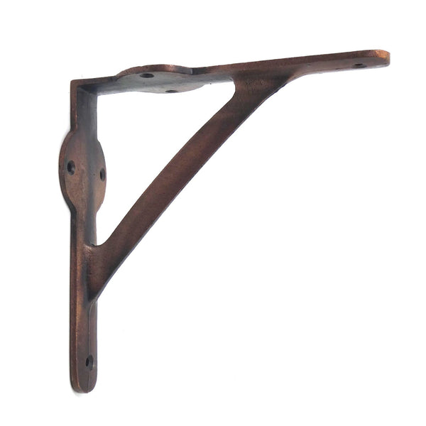 Pair of Cast Iron Gallows Shelf Brackets with a Copper Finish - 150mm x 150mm