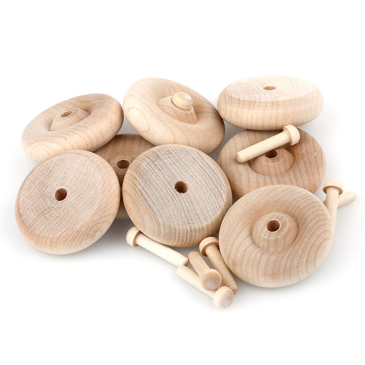 Oakcrafts 1.75" Wooden Wheel - Pack of 8 including axles