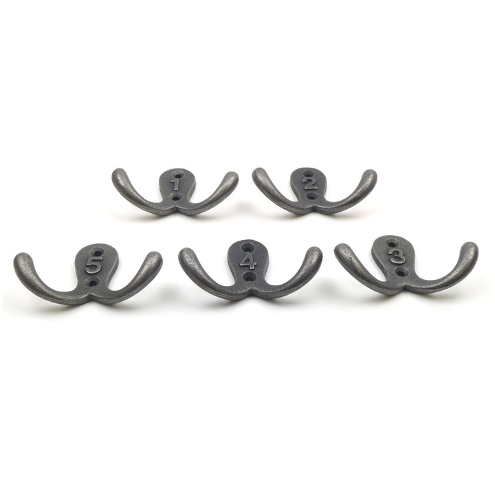 Numbered Robe Hooks 1 to 5 - Pack of 5 Hooks