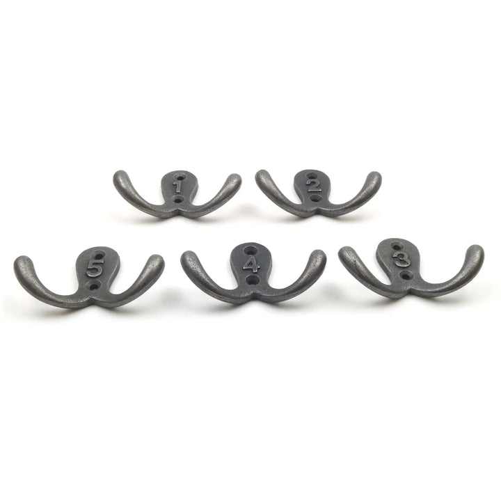 Robe Hooks - Pack of 5 Hooks | Antique Cast Iron Twin Hooks – Oakcrafts