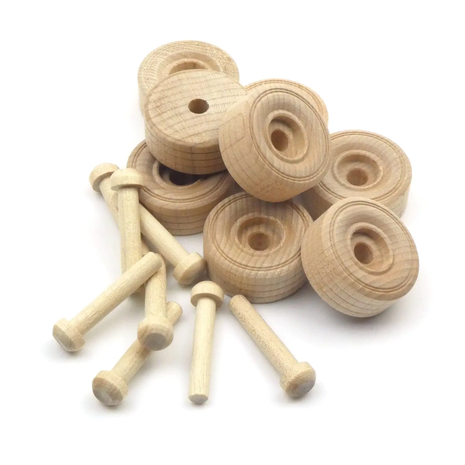 Wooden Treaded Wheels - Pack of 8 with Axles | For Crafts and Models ...