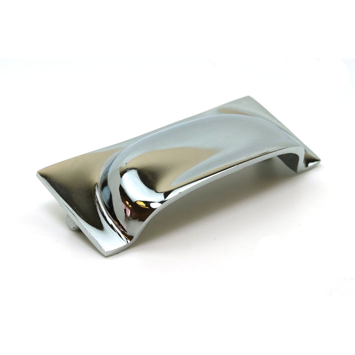 Polished Chrome on Solid Brass Rear Fixing Drawer Pull / Cup Handle