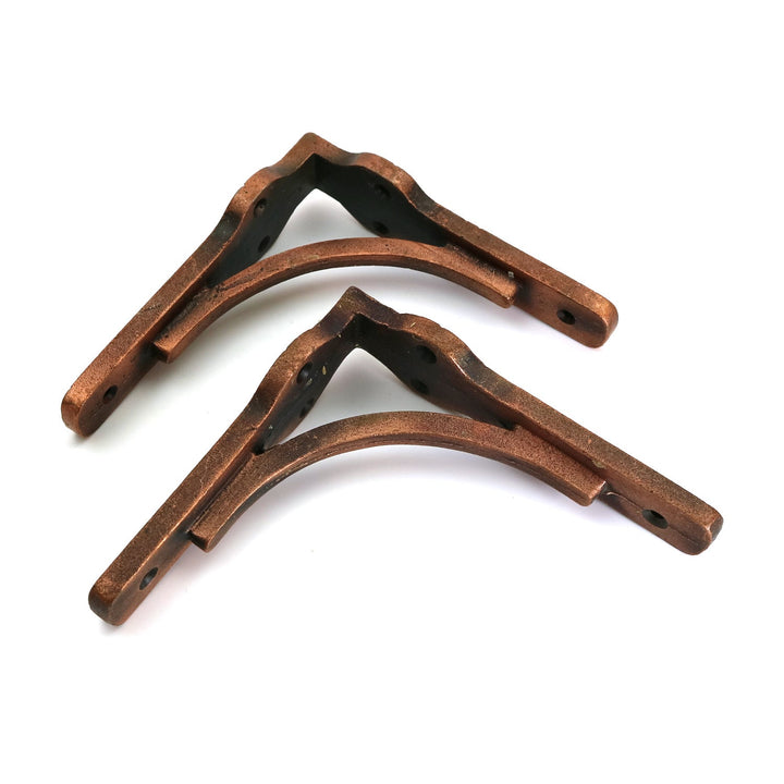 Pair of GALLOWS Heavy Shelf Brackets with a Copper Finish (5.0" x 5.0" / 125mm x 125mm)