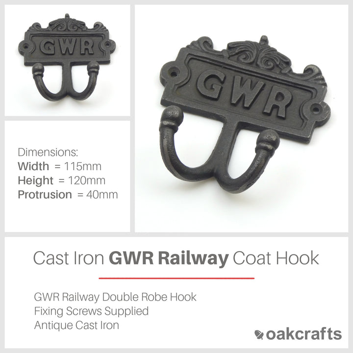 Antique Cast Iron Great Western Railway Double Robe Hook