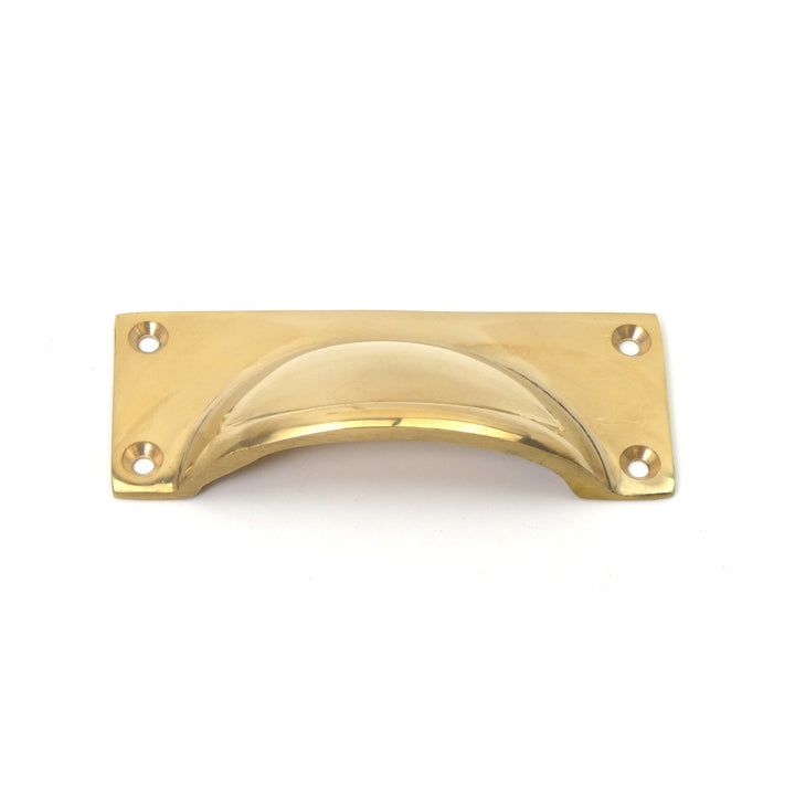 Solid Polished Brass 4 Screw Drawer Pull / Cup Handle