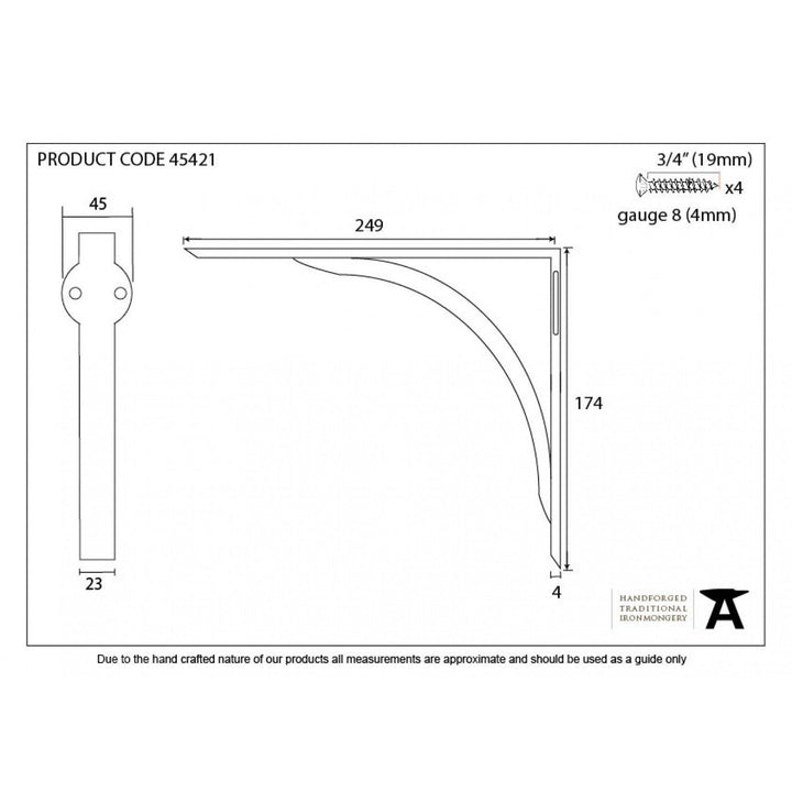30% OFF - Single Bracket - From The Anvil Natural Smooth 10'' x 7'' Curved Shelf Bracket 45421