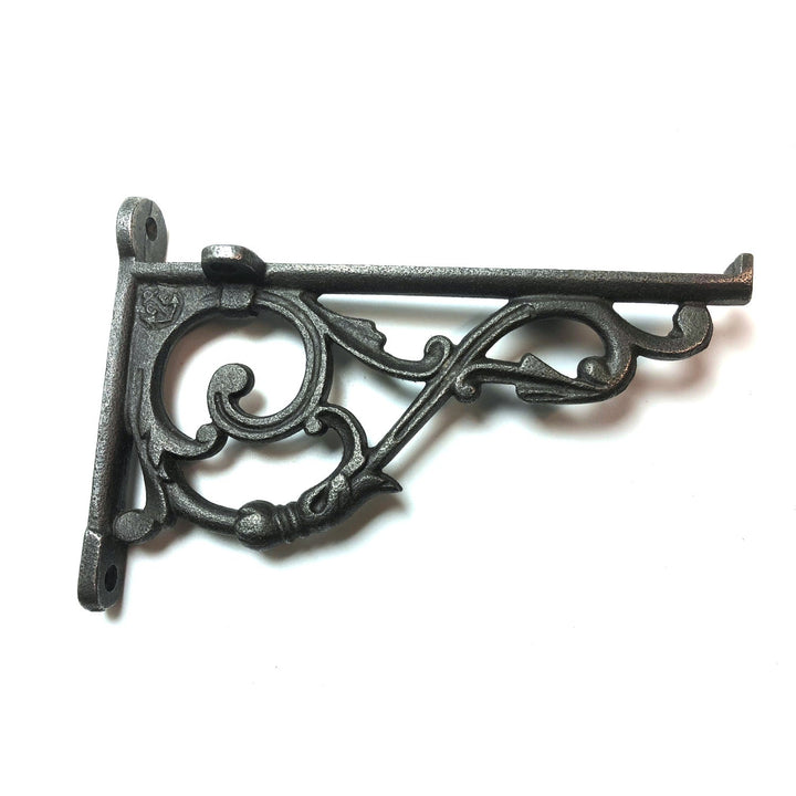 Pair of Antique Cast Iron Decorative Lipped Shelf Brackets - 105mm x 160mm 