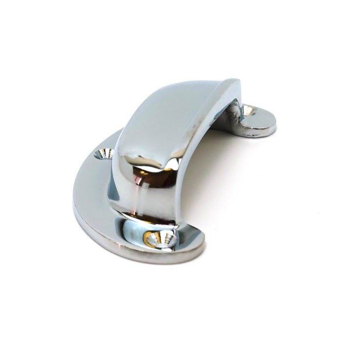 Polished Chrome on Solid Brass Lugged Drawer Pull / Cup Handle