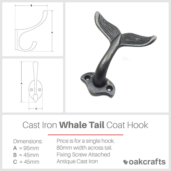 Cast Iron Whale Tail Shaped Decorative Wall Hook – Oakcrafts