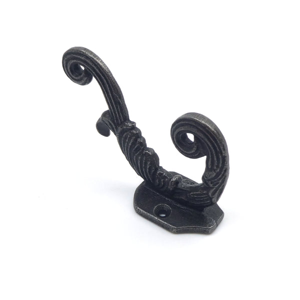 Hat and Coat Hook Majestic Swirl Cast Antique Iron - Pack of 4